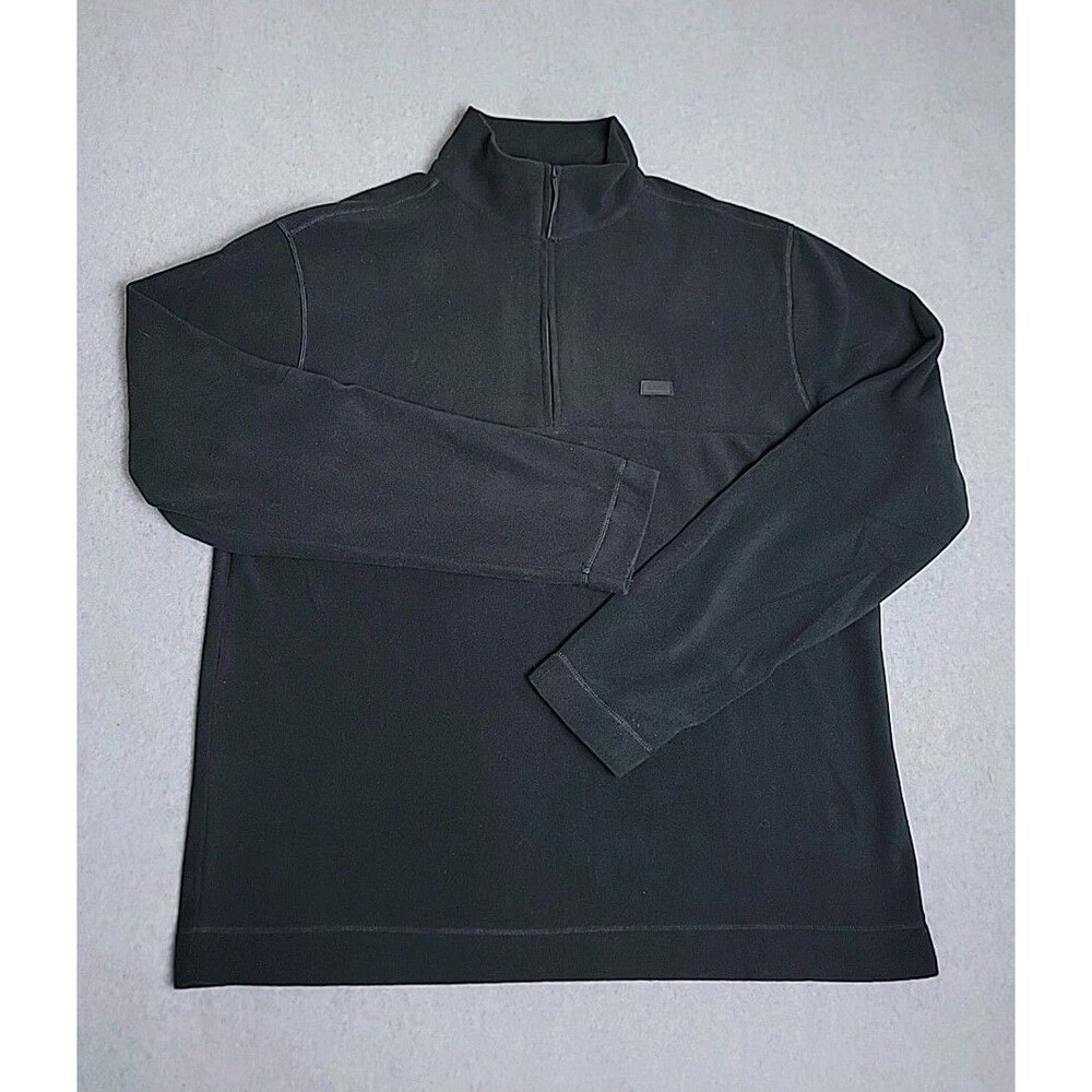 RAINS Fleece Pullover Mens Medium 1/4 Zip Black Athletic Running Casual Logo Dad